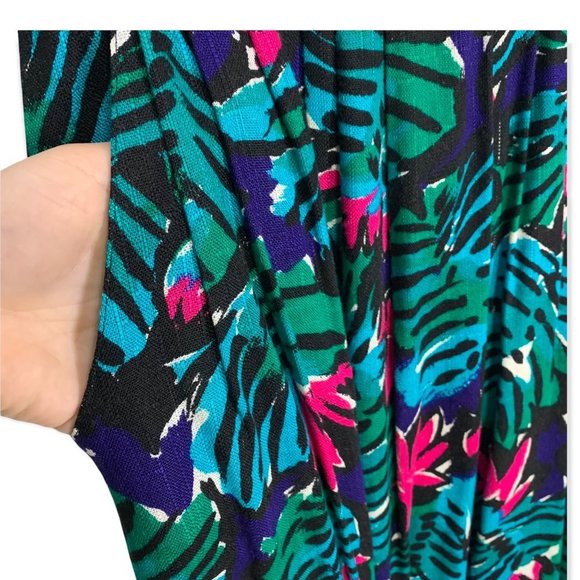 Vintage 90s Abstract Jungle Floral Print Skirt Set Medium - Picture 8 of 14